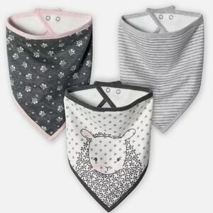 NWT Just Born Baby Girls' 3-Pack Organic Lil' Lamb Bandana Bibs